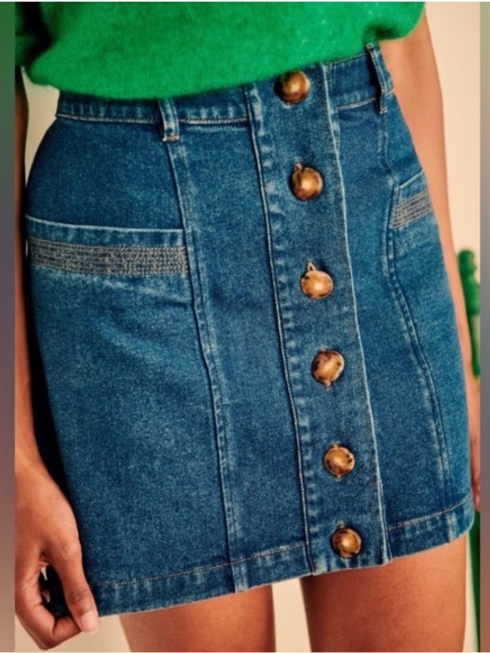 Sezane Jelena Denim Skirt Sz 40/8